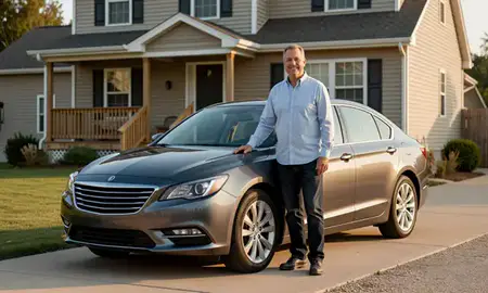 Customer with their delivered car in Bridgeport, West Virginia, United States