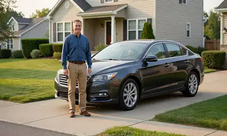 Car delivered to a driveway in Bridgeport, West Virginia, United States