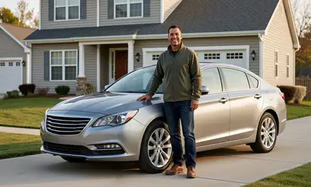 Customer with their delivered car in Brookhaven, West Virginia, United States