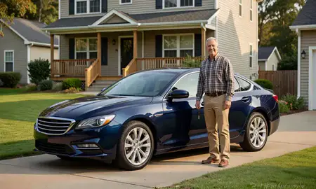 Car delivered to a driveway in Charleston, West Virginia, United States