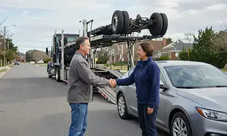 Vehicle owner beside their delivered car in Charleston, West Virginia, United States