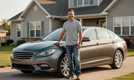 Customer with their delivered car in Cheat Lake, West Virginia, United States