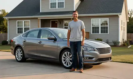 Customer with their delivered car in Clarksburg, West Virginia, United States