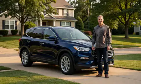 Car delivered to a driveway in Clarksburg, West Virginia, United States