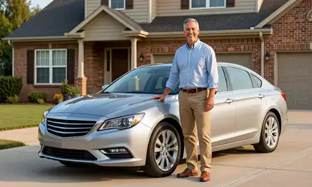 Customer with their delivered car in Dunbar, West Virginia, United States