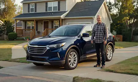 Car delivered to a driveway in Dunbar, West Virginia, United States