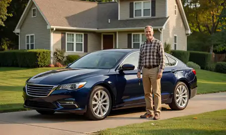 Car delivered to a driveway in Fairmont, West Virginia, United States