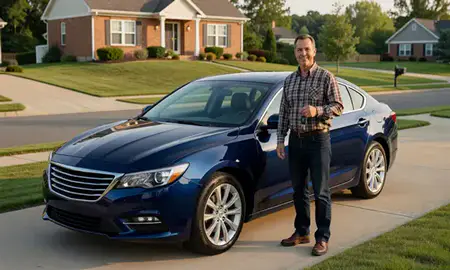 Car delivered to a driveway in Huntington, West Virginia, United States