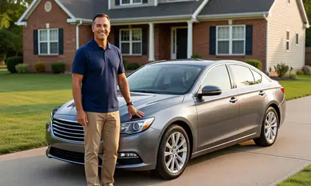 Customer with their delivered car in Hurricane, West Virginia, United States