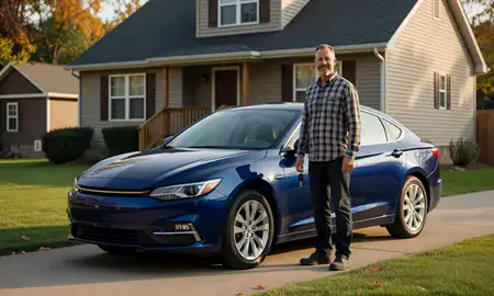Car delivered to a driveway in Hurricane, West Virginia, United States