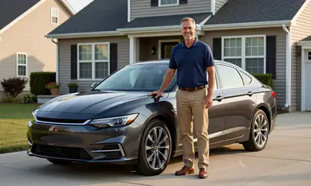 Customer with their delivered car in Martinsburg, West Virginia, United States