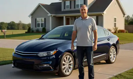 Car delivered to a driveway in Martinsburg, West Virginia, United States