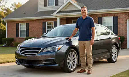 Customer with their delivered car in Morgantown, West Virginia, United States