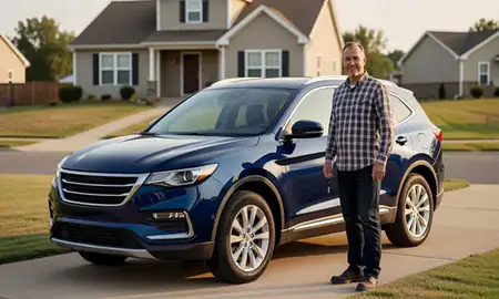 Car delivered to a driveway in Moundsville, West Virginia, United States