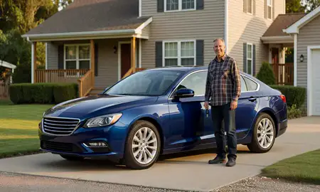 Car delivered to a driveway in New Martinsville, West Virginia, United States