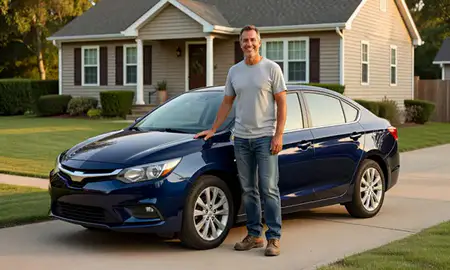 Customer with their delivered car in Parkersburg, West Virginia, United States