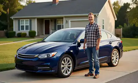 Car delivered to a driveway in Parkersburg, West Virginia, United States