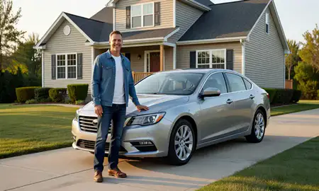 Customer with their delivered car in Pea Ridge, West Virginia, United States