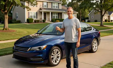 Car delivered to a driveway in Pea Ridge, West Virginia, United States