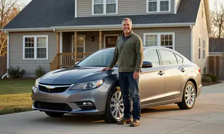 Customer with their delivered car in Princeton, West Virginia, United States