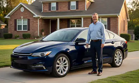 Car delivered to a driveway in Princeton, West Virginia, United States