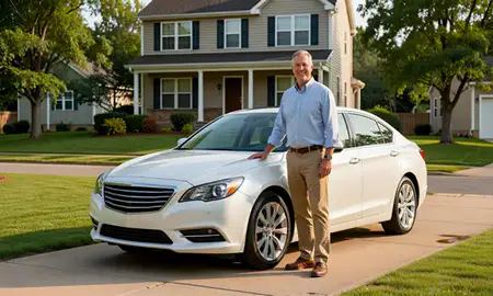Customer with their delivered car in Ranson, West Virginia, United States