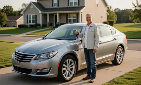 Car delivered to a driveway in Ranson, West Virginia, United States