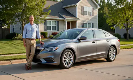 Customer with their delivered car in St. Albans, West Virginia, United States