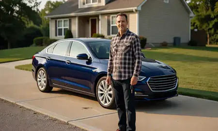 Car delivered to a driveway in St. Albans, West Virginia, United States
