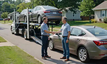 Vehicle owner beside their delivered car in St. Albans, West Virginia, United States