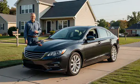 Car delivered to a driveway in Teays Valley, West Virginia, United States
