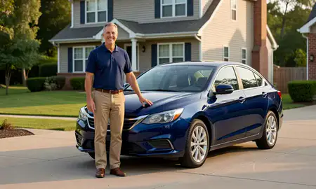 Customer with their delivered car in Vienna, West Virginia, United States