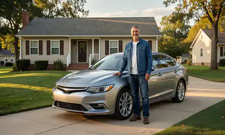 Customer with their delivered car in Weirton, West Virginia, United States