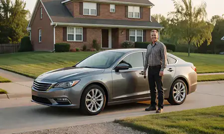 Car delivered to a driveway in Weirton, West Virginia, United States