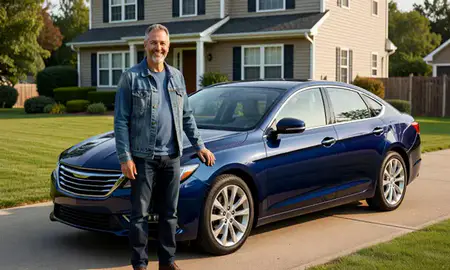 Customer with their delivered car in Wheeling, West Virginia, United States