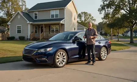 Car delivered to a driveway in Wheeling, West Virginia, United States
