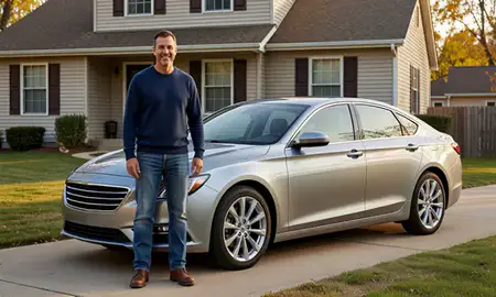 Customer with their delivered car in Wisconsin, United States