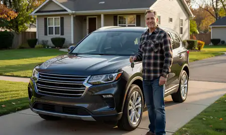 Car delivered to a driveway in Wisconsin, United States