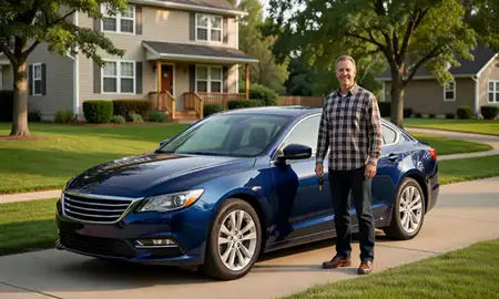 Car delivered to a driveway in Appleton, Wisconsin, United States