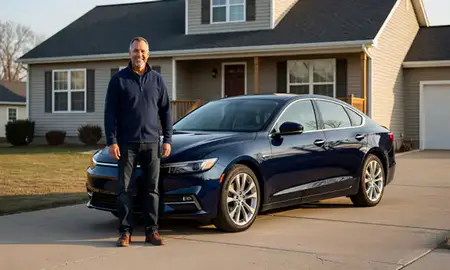 Customer with their delivered car in Beloit, Wisconsin, United States