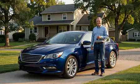 Car delivered to a driveway in Beloit, Wisconsin, United States