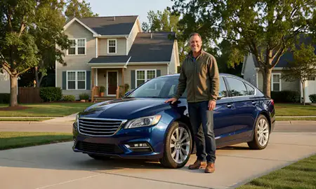 Customer with their delivered car in Brookfield, Wisconsin, United States