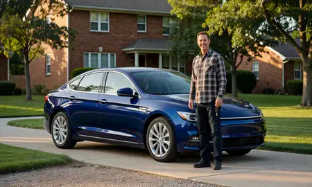 Car delivered to a driveway in Brookfield, Wisconsin, United States
