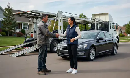 Vehicle owner beside their delivered car in Brookfield, Wisconsin, United States
