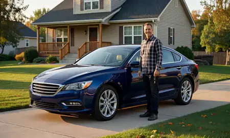 Car delivered to a driveway in Eau Claire, Wisconsin, United States