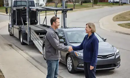 Vehicle owner beside their delivered car in Eau Claire, Wisconsin, United States