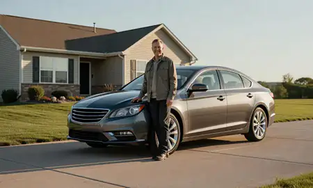 Customer with their delivered car in Fitchburg, Wisconsin, United States