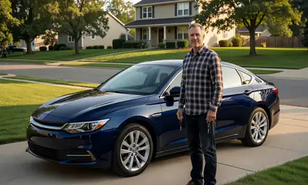 Car delivered to a driveway in Fitchburg, Wisconsin, United States