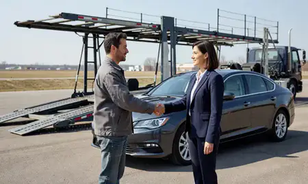 Vehicle owner beside their delivered car in Fitchburg, Wisconsin, United States