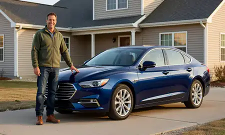 Customer with their delivered car in Fond du Lac, Wisconsin, United States